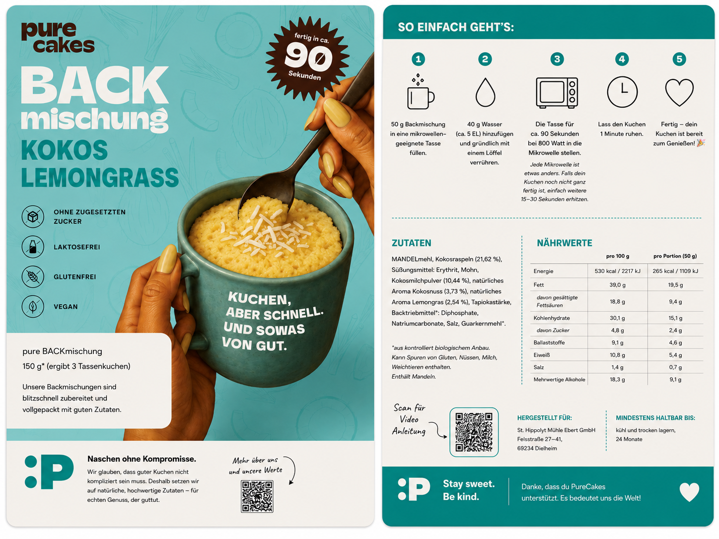 Kokos Lemongrass Backmischung Anleitung und Nährwerte
