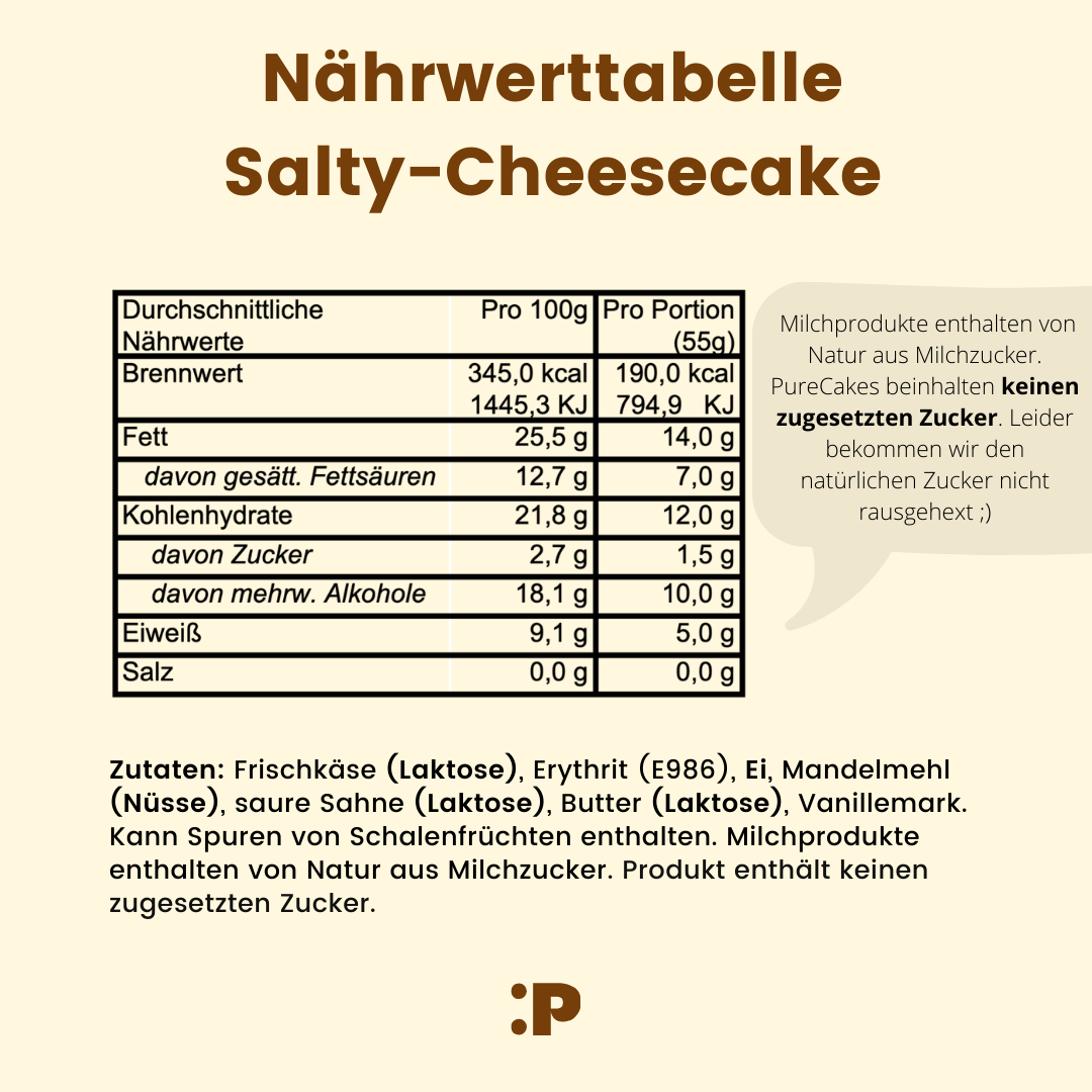 Nährwertetabelle Salty-Cheesecake Kuchen